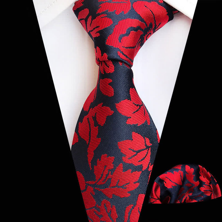 Conjunto de 2 corbatas florales con hojas de jardín para hombre