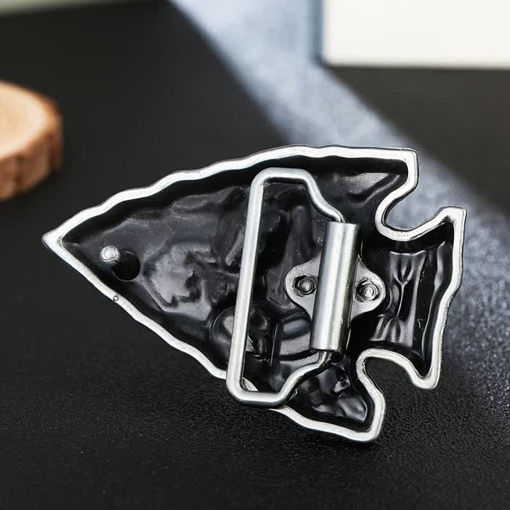Cinturón de cuero con hebilla de toro en forma de punta de flecha para hombre hecho a mano
