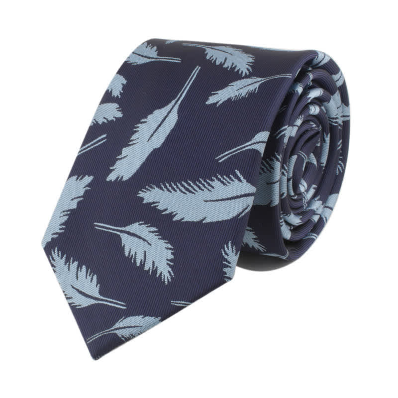 Corbata de jacquard con estampado de plumas para hombre