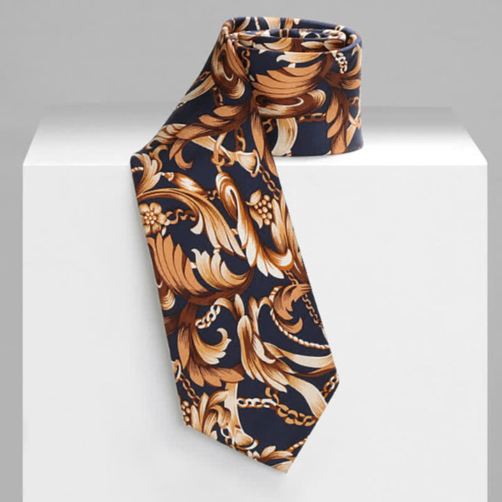 Corbata de lujo con diseño floral y hojas de arte para hombre