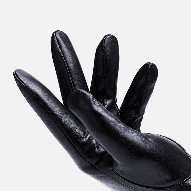 Guantes de cuero sintético resistentes al agua y con pantalla táctil para hombre