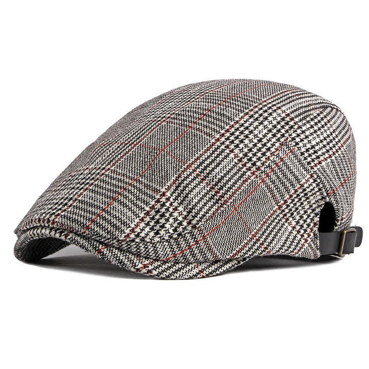 Boina clásica a cuadros, gorra plana de taxista