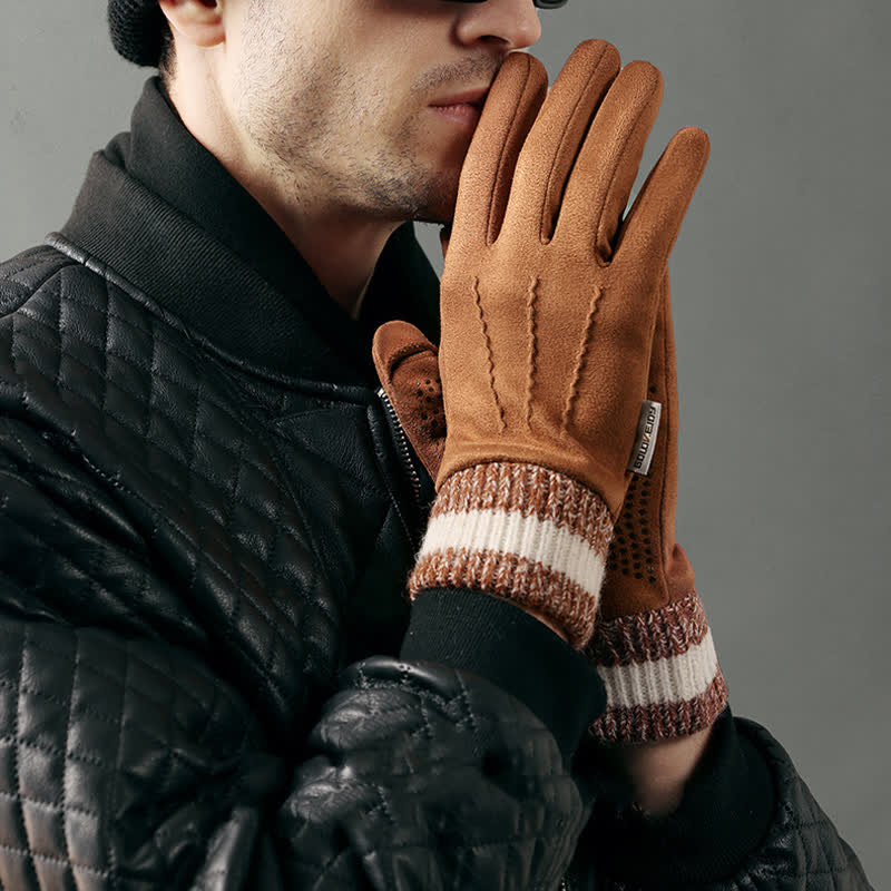 Guantes unisex de gamuza polar antideslizantes con dedos divididos