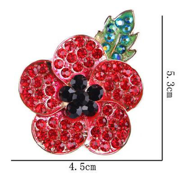 Broche de amapola roja espléndido para mujer