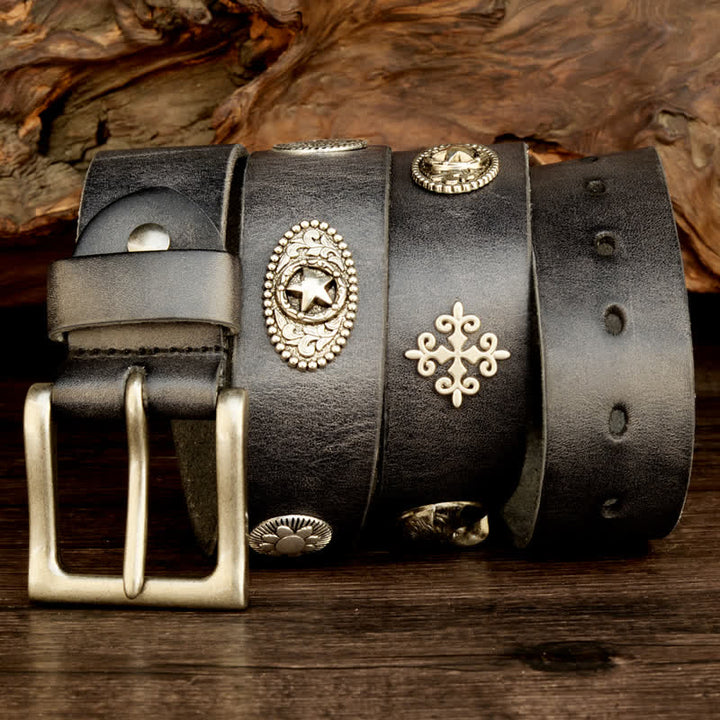 Cinturón de cuero con tachuelas de heavy metal punk para hombre