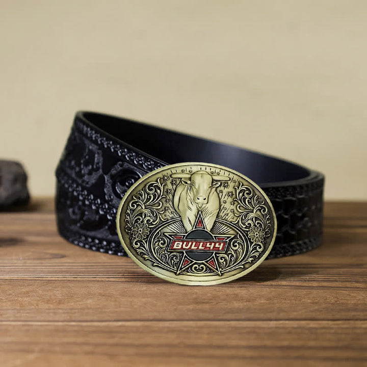 Cinturón de cuero con hebilla para hombre, con portacervezas creativo, hecho a mano, con forma de toro furioso