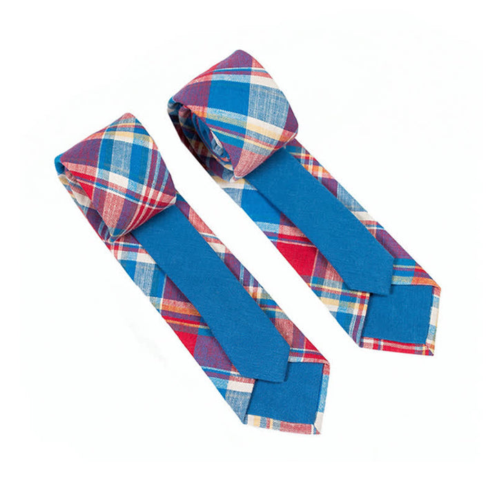 Corbata de hombre con diseño de patchwork floral y cuadros escoceses