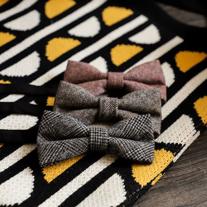 Pajarita sencilla de mezcla de lana y tweed para hombre