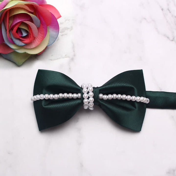 Pajarita con cadena y decoración de perlas para hombre