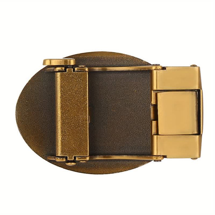 Cinturón de cuero con hebilla automática con pentagrama de Texas para hombre, hecho a mano