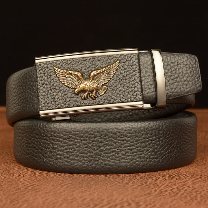 Cinturón de cuero con hebilla automática para hombre, estilo ejecutivo, con águila y halcón