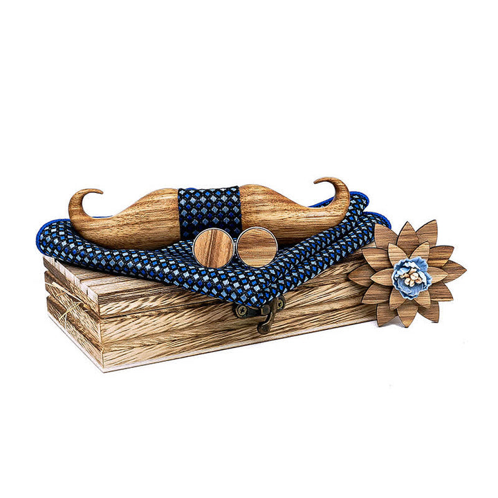 Juego de 4 pajaritas de madera con bigote Burlywood para hombre