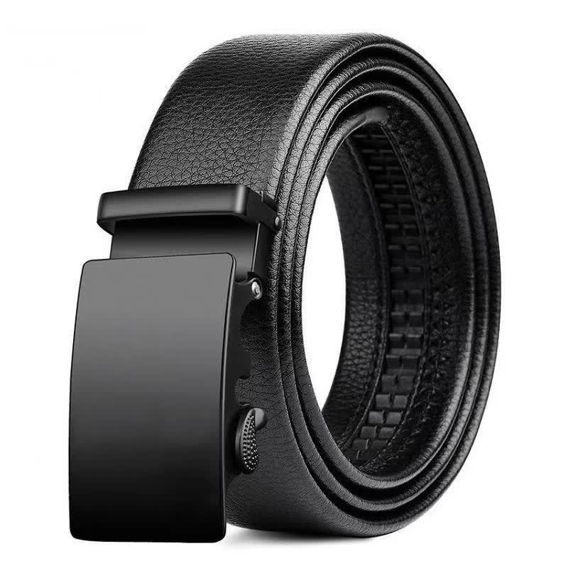 Cinturón de cuero con hebilla automática de lujo para hombre