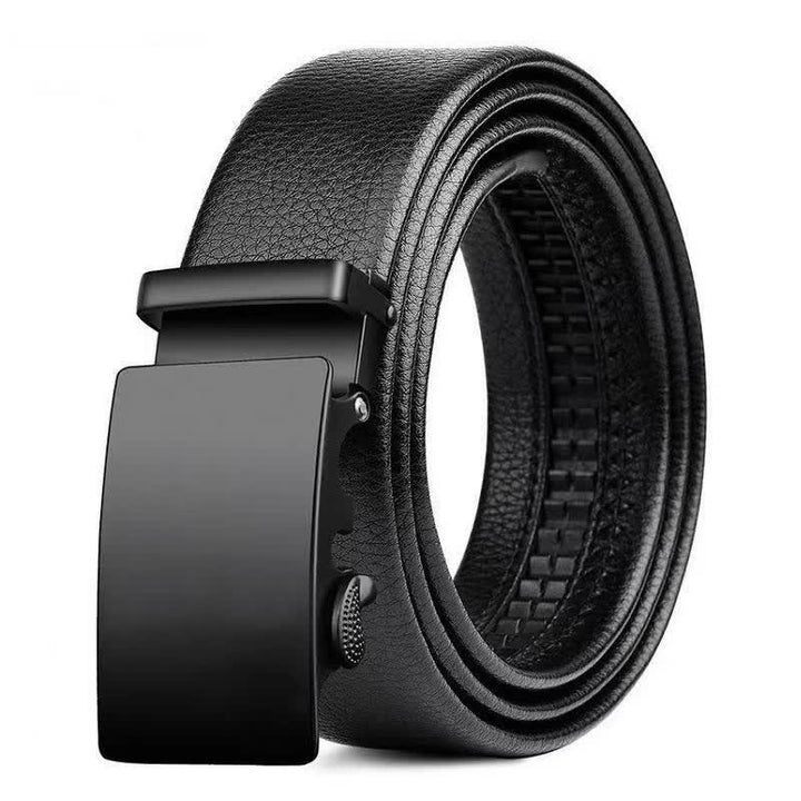 Cinturón de cuero con hebilla automática de lujo para hombre