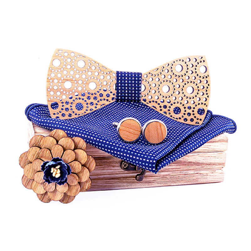 Juego de 4 pajaritas de madera huecas y redondas para hombre.
