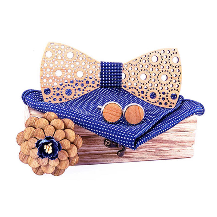 Juego de 4 pajaritas de madera huecas y redondas para hombre.