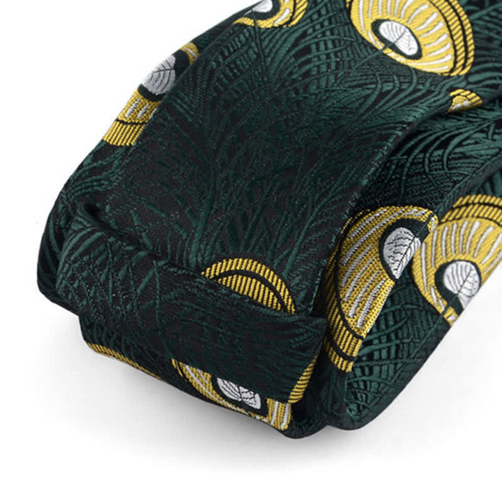 Corbata con estampado de plumas de pavo real para hombre