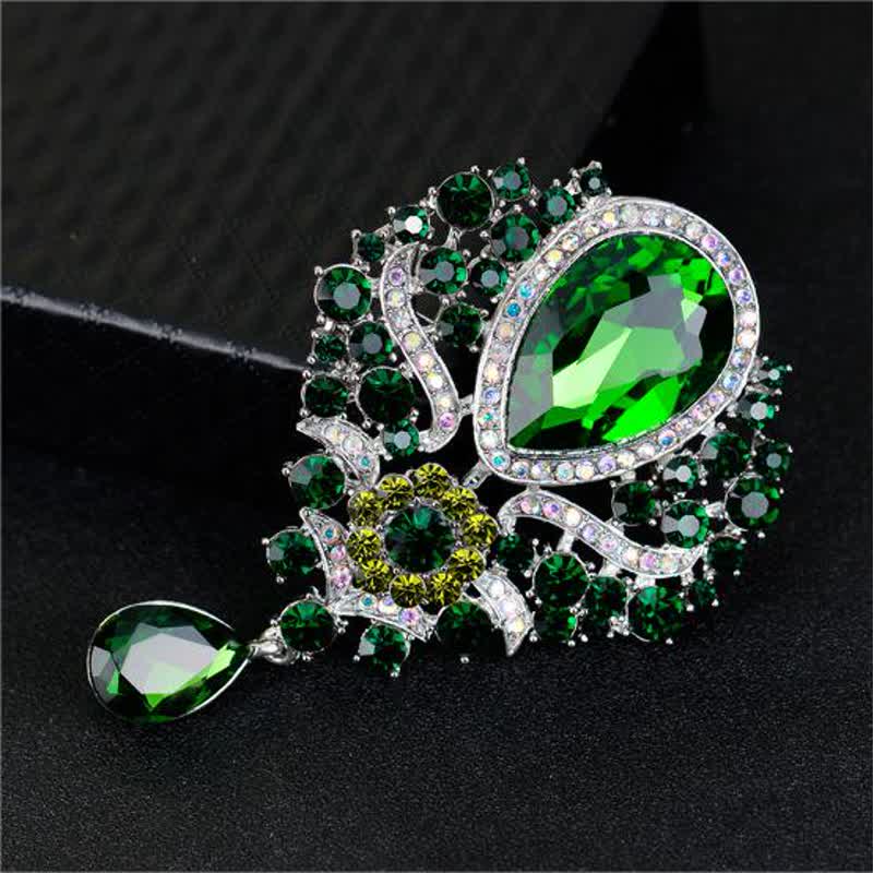 Broche de cristal transparente con forma de flor y gota de agua para mujer.