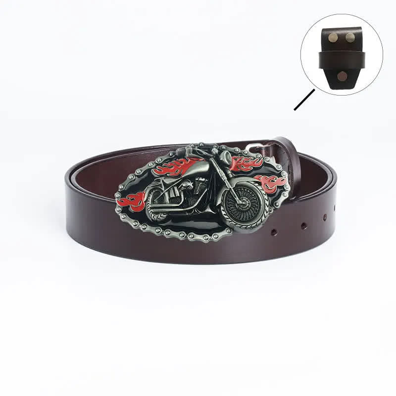 Cinturón de cuero para motocicleta con locomotora punk para hombre