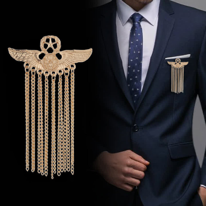 Broche con borlas de alas de águila de la Fuerza Aérea para hombre