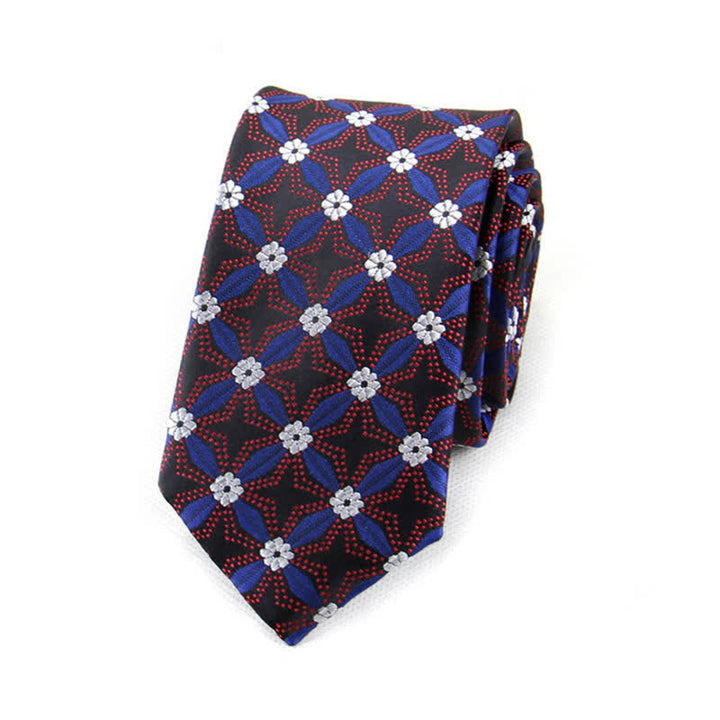 Corbata con diseño geométrico y flores bordadas para hombre.