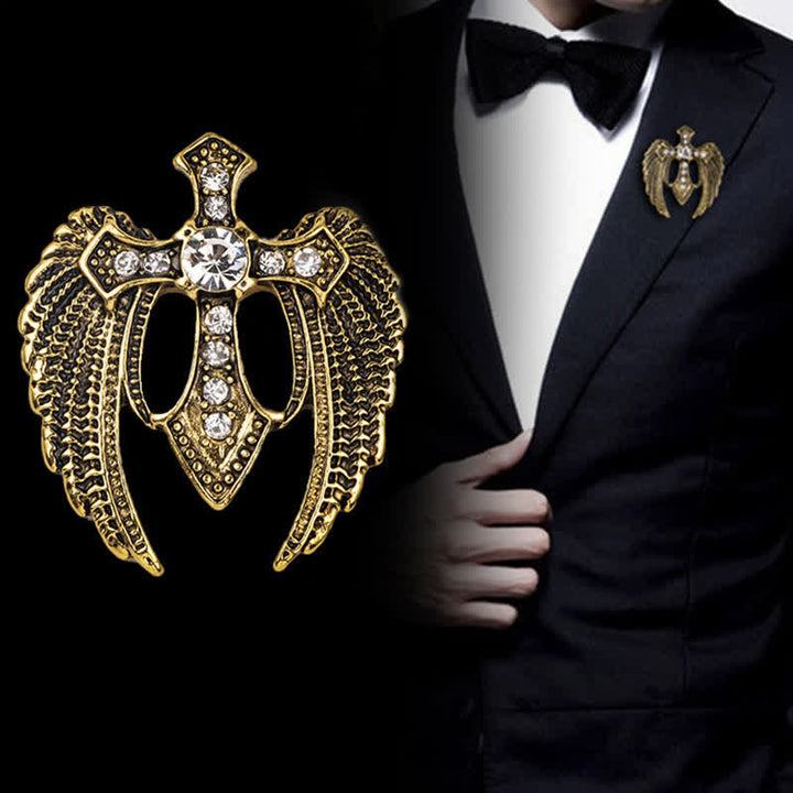 Broche de cruz con alas Soar In Faith para hombre