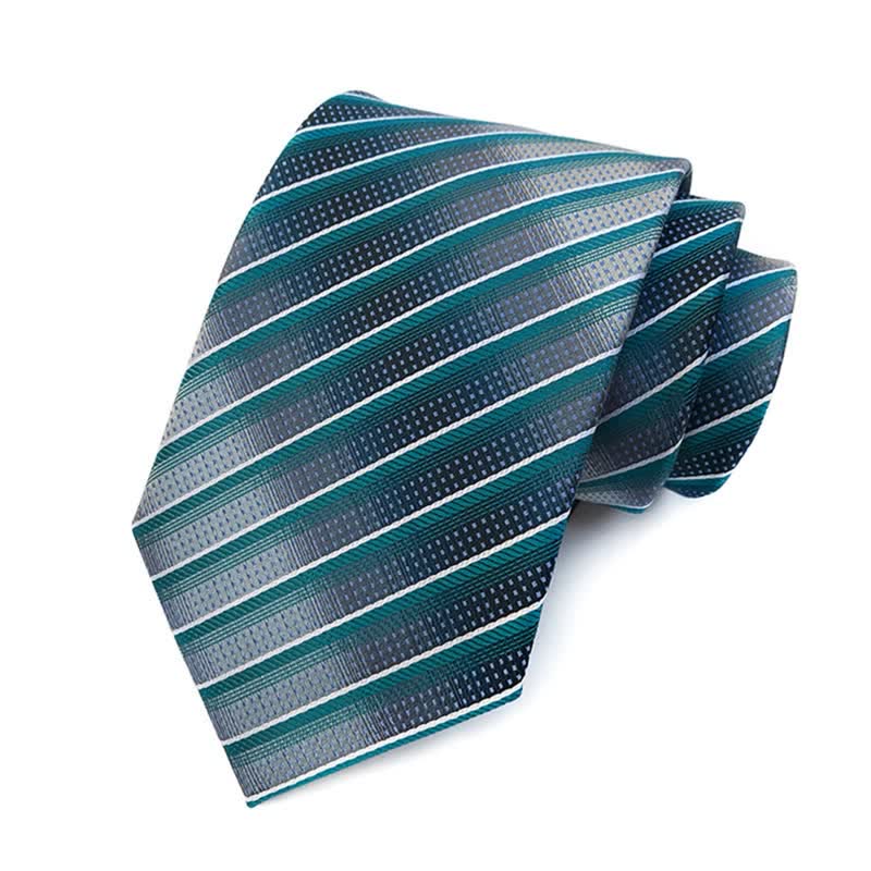 Conjunto de 3 corbatas modernas a rayas en verde azulado y gris para hombre