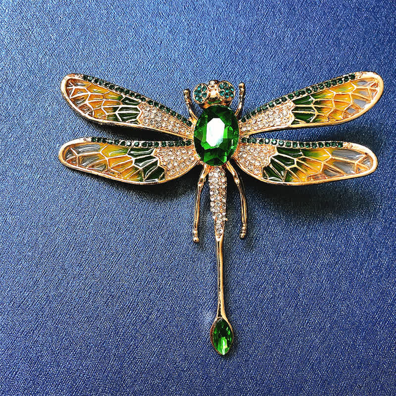 Broche de diamantes de imitación con forma de libélula de lujo para mujer