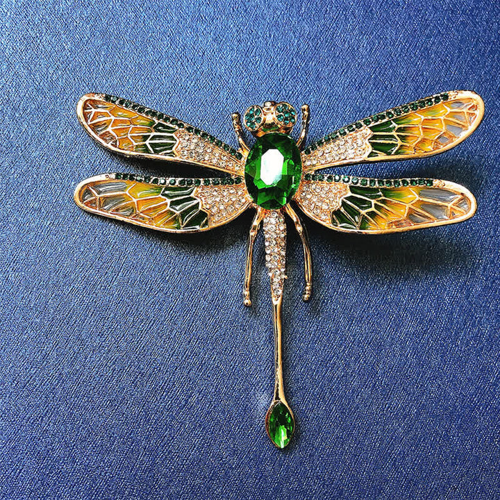 Broche de diamantes de imitación con forma de libélula de lujo para mujer