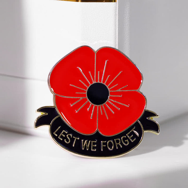 Broche unisex de 3 piezas con la frase Lest We Forget Poppy