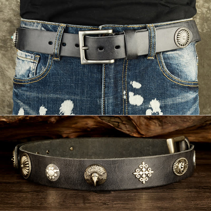 Cinturón de cuero con tachuelas de heavy metal punk para hombre
