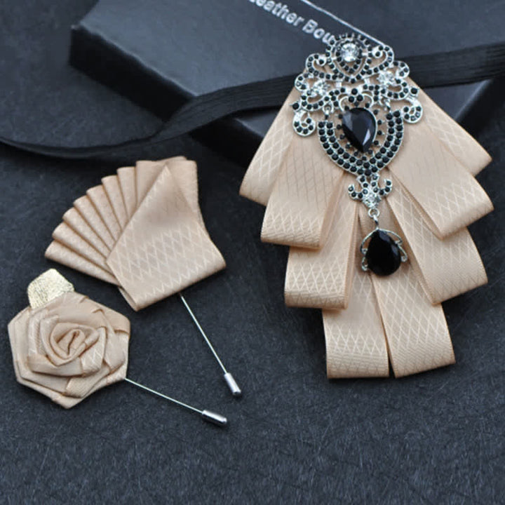 Conjunto de 3 pajaritas con diamantes de imitación negros a cuadros