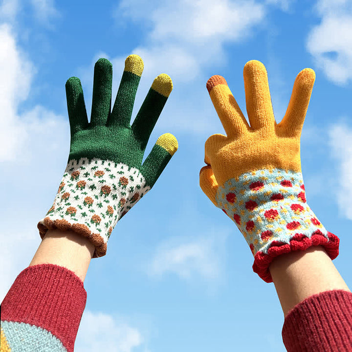 Guantes tejidos con dedos completos para jardinería y pantallas táctiles para mujer