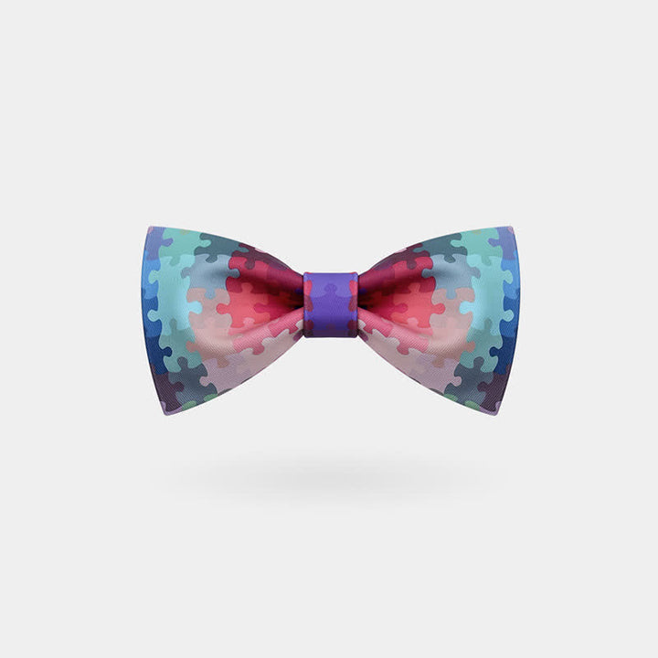 Pajarita con diseño de rompecabezas de bloques multicolor para hombre