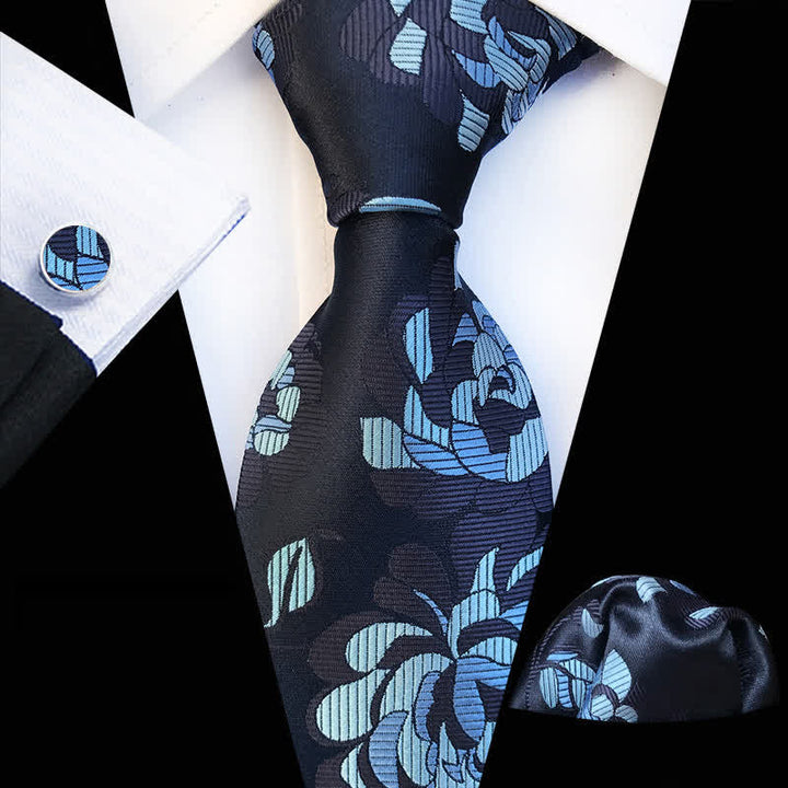 Conjunto de 3 corbatas con estampado floral de crisantemo para hombre