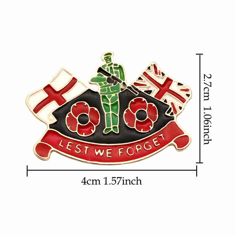 Broche unisex de amapola soldado Lest We Forget