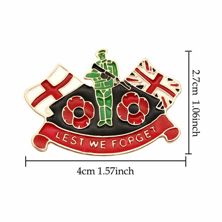 Broche unisex de amapola soldado Lest We Forget