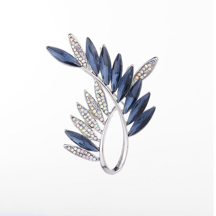 Broche de cristal con forma de rama de olivo para mujer