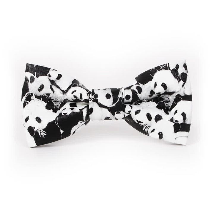 Pajarita de piel de panda en blanco y negro para hombre
