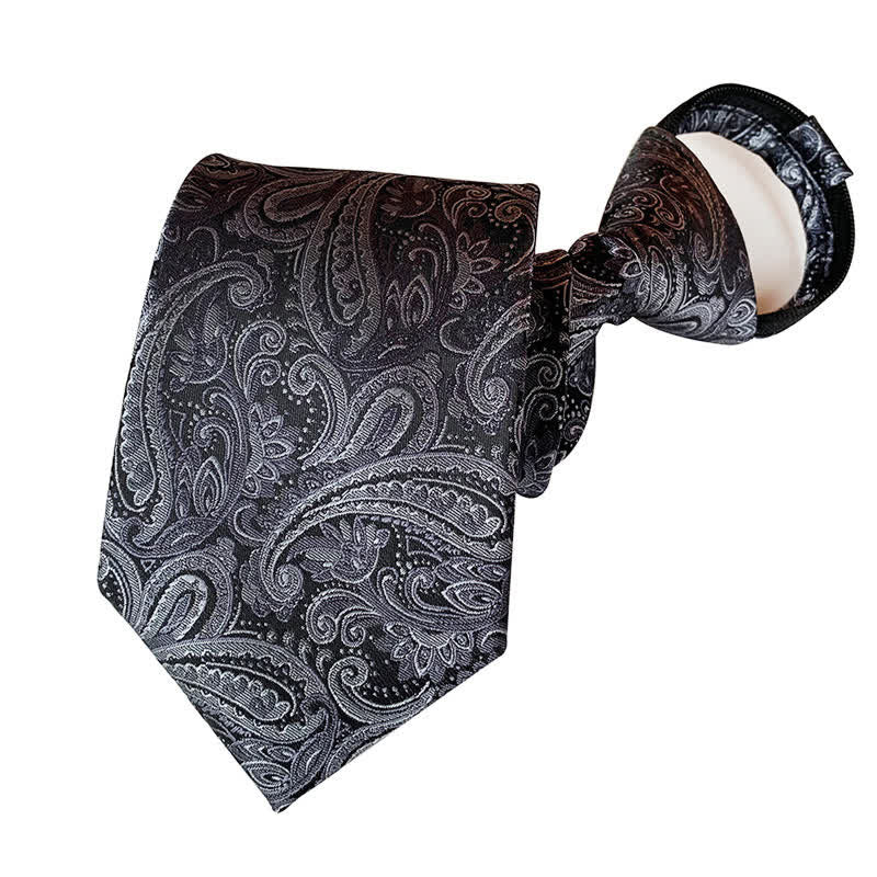 Corbata con cremallera y diseño retro de cachemira para hombre