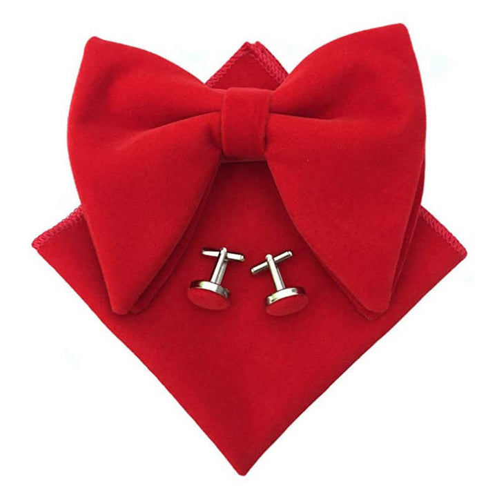 Conjunto de 3 pajaritas de terciopelo de gran tamaño con punta para hombre