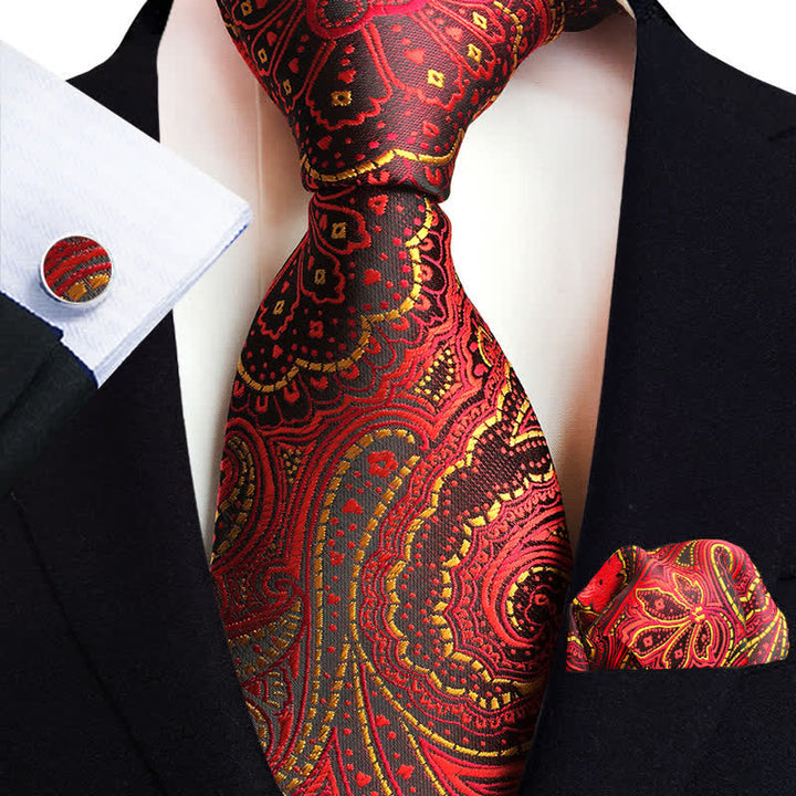 Conjunto de 3 corbatas clásicas con estampado floral de cachemira para hombre