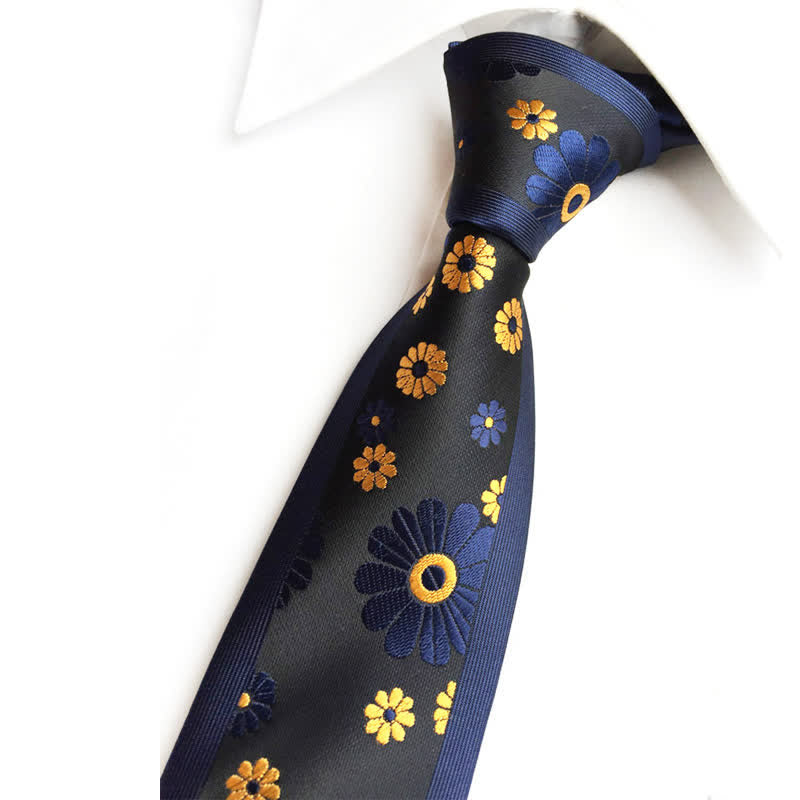 Corbata estrecha con estampado floral de margaritas para hombre