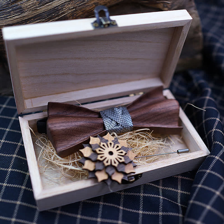Juego de 2 pajaritas de madera con relieve 3D para hombre