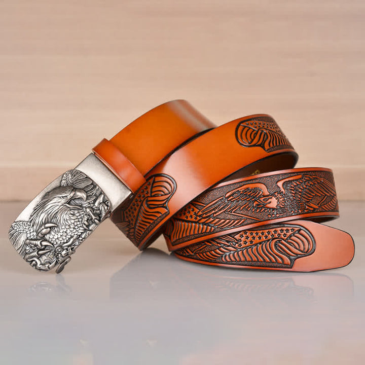 Cinturón de cuero con hebilla automática Mighty Eagle Sharp Claw para hombre