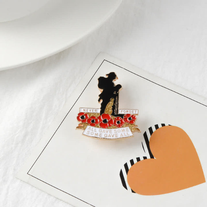 Broche unisex con amapola de soldado británico en memoria