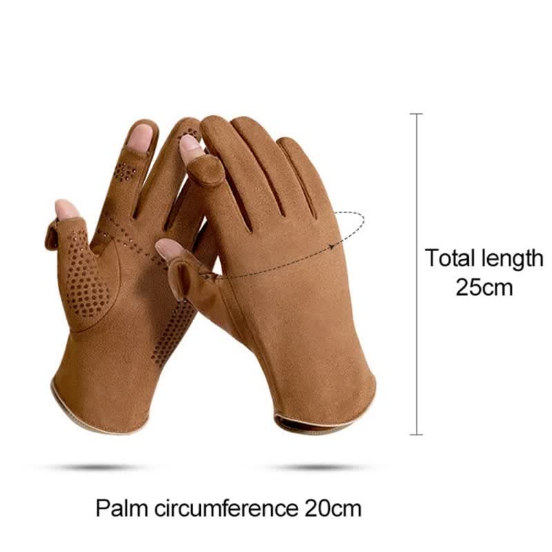 Guantes térmicos de terciopelo con dedos separados de gamuza