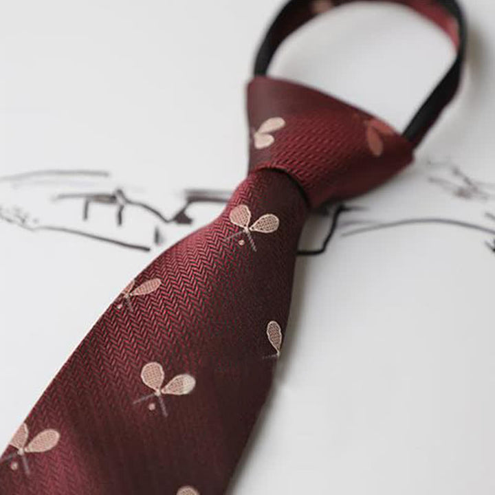 Corbata con cremallera bordada con motivo de jardín para hombre