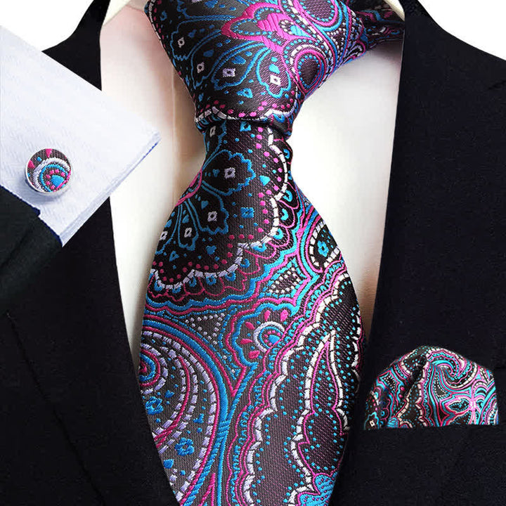 Conjunto de 3 corbatas clásicas con estampado floral de cachemira para hombre