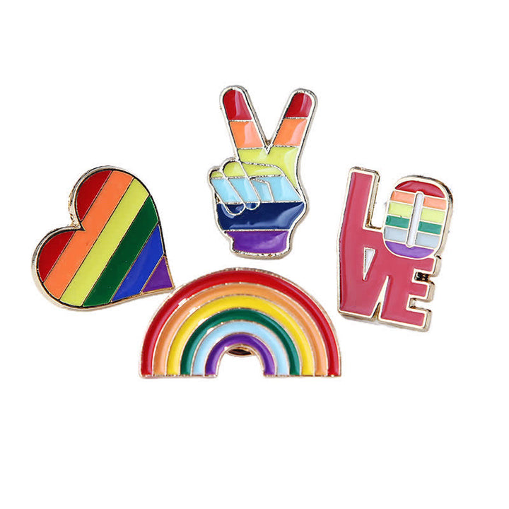 4 broches con la bandera del arcoíris Love Is Love
